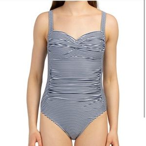 Nip tuck navy blue/ white one piece swimsuit